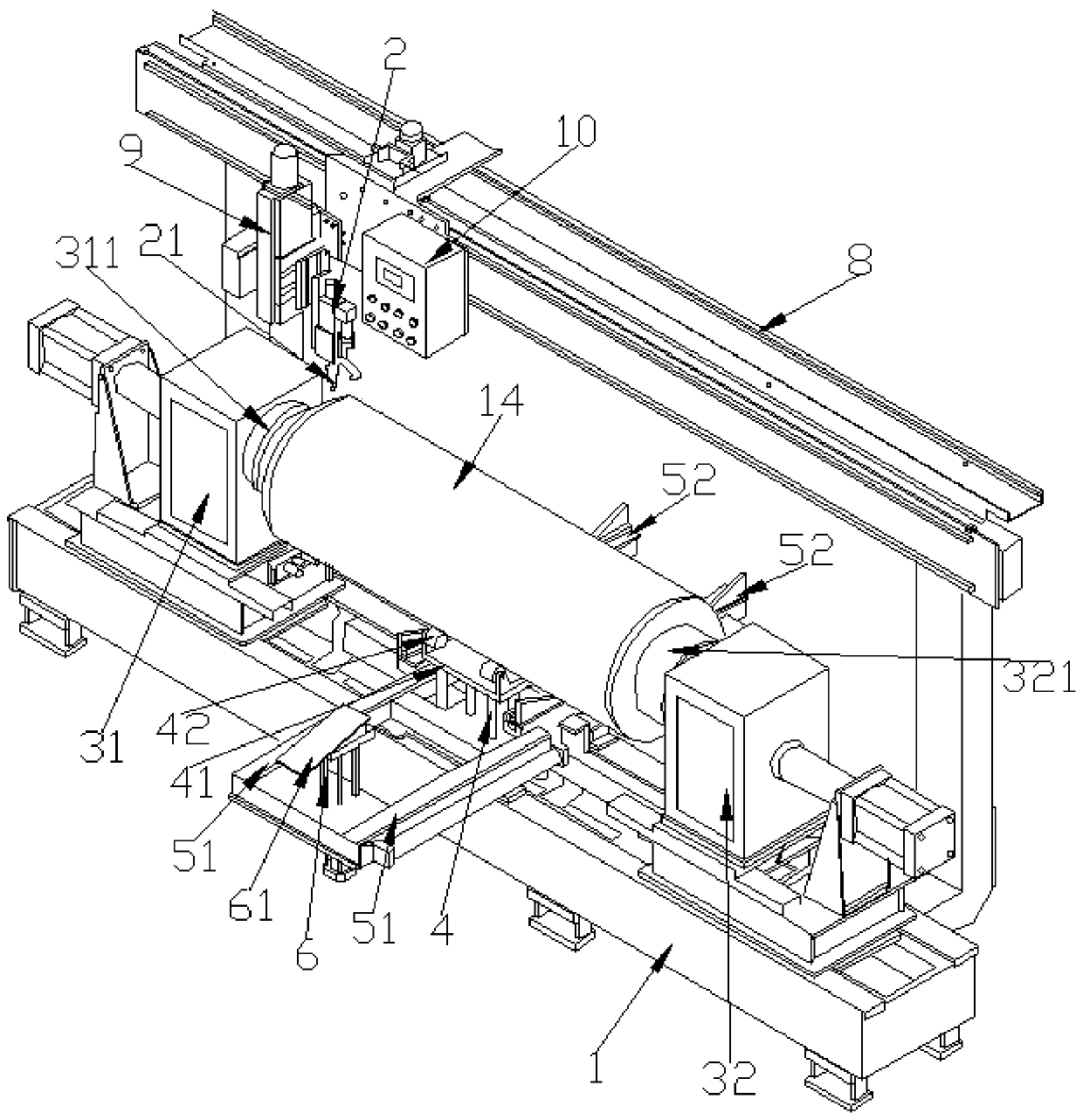 Run-on plate cutting device and cutting method