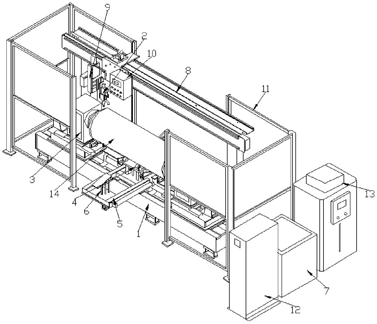 Run-on plate cutting device and cutting method