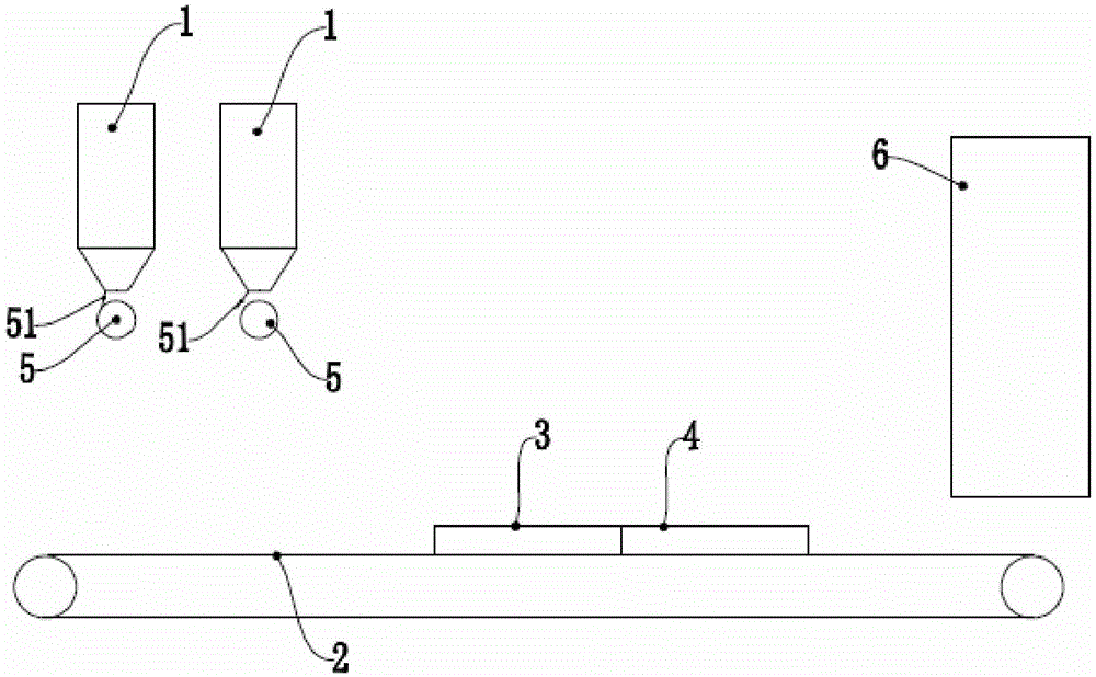 Material distribution device and method for polished tiles