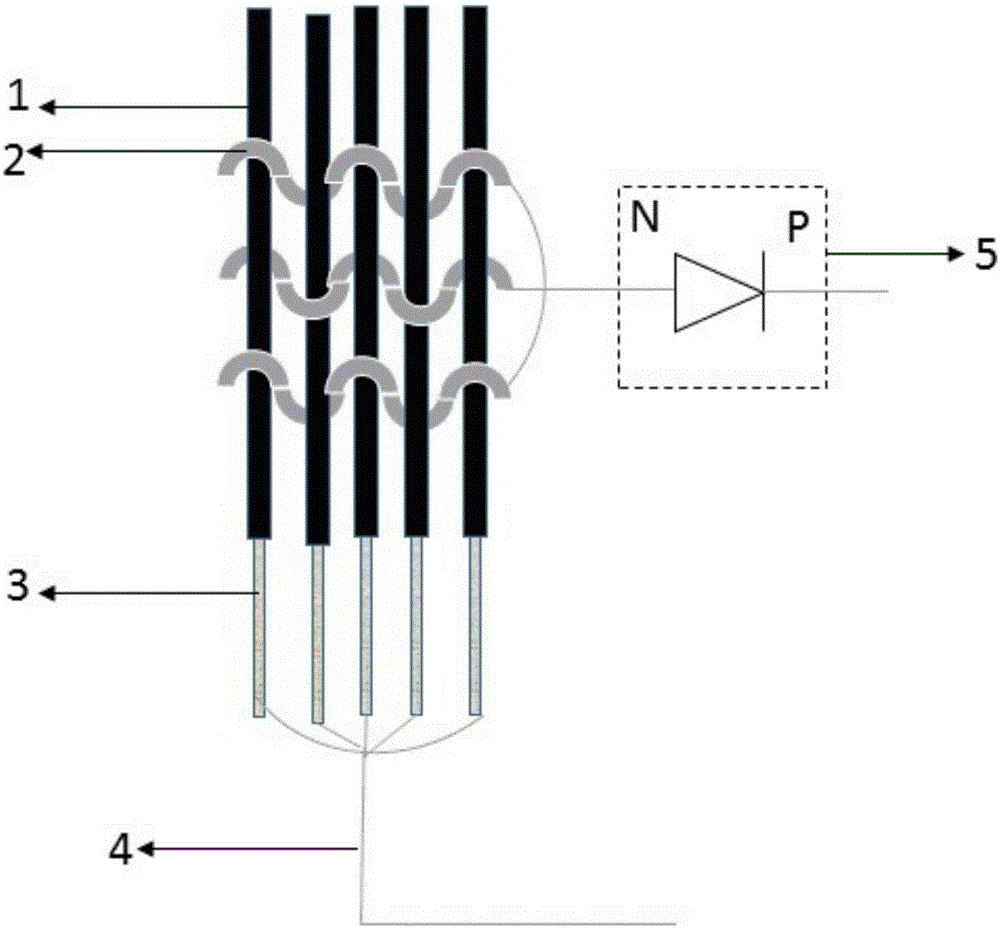 Method for simultaneous and integrated electric energy outputting by solar cell fabric unit and friction nano generator