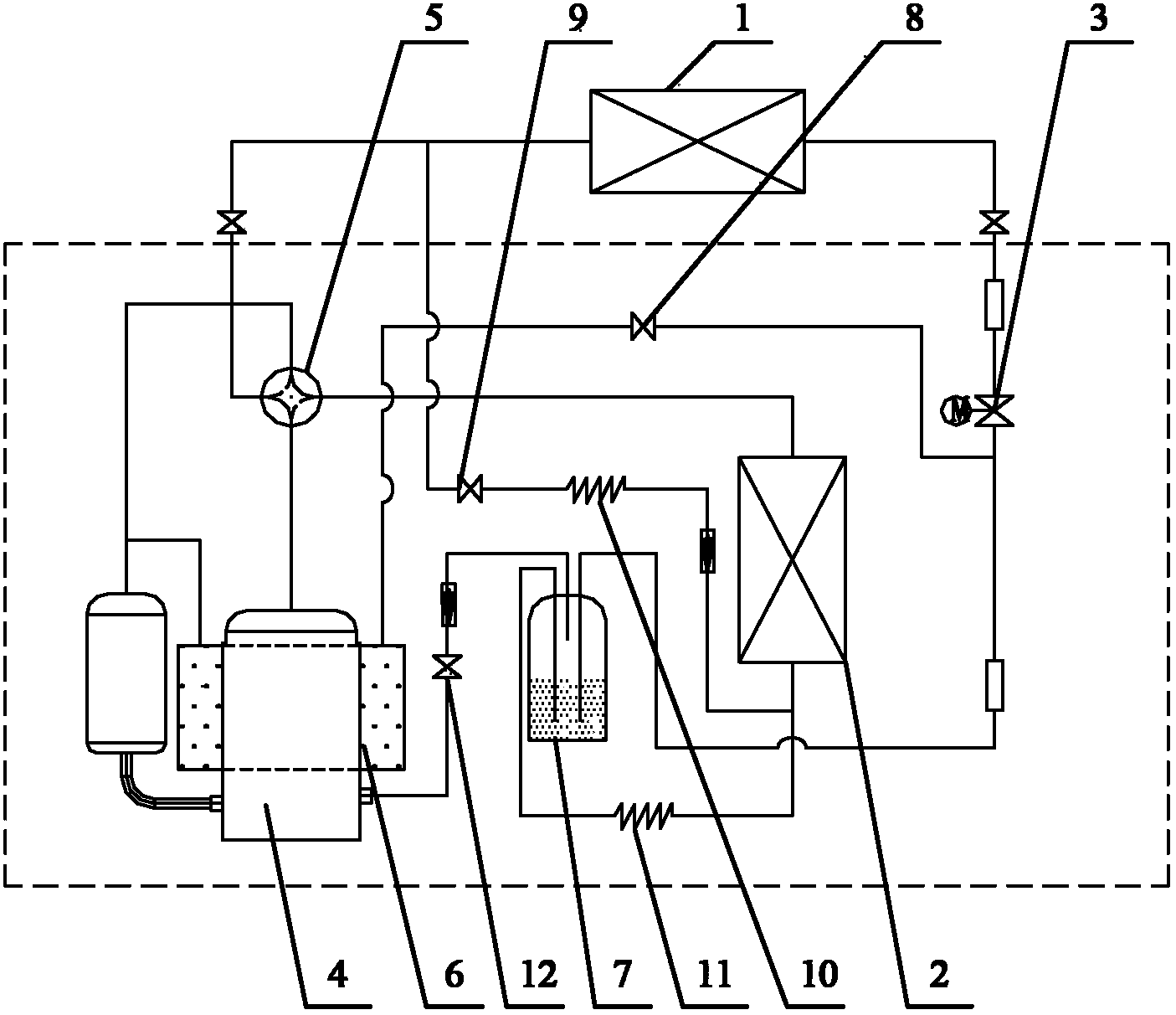 Heat-pump-type air conditioning system, sensible-heat defrosting method, heat-storage defrosting method