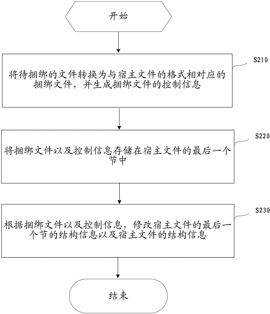 Bundling method and apparatus for files into host files