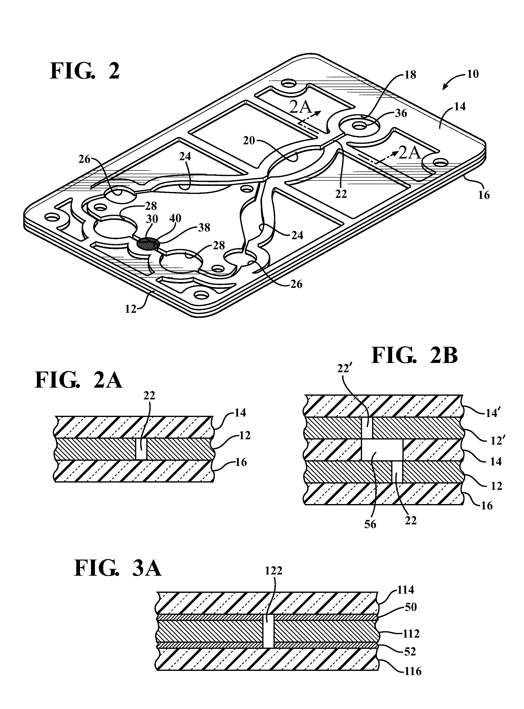 Diagnostic card with micro-fluidic channels and method of construction thereof