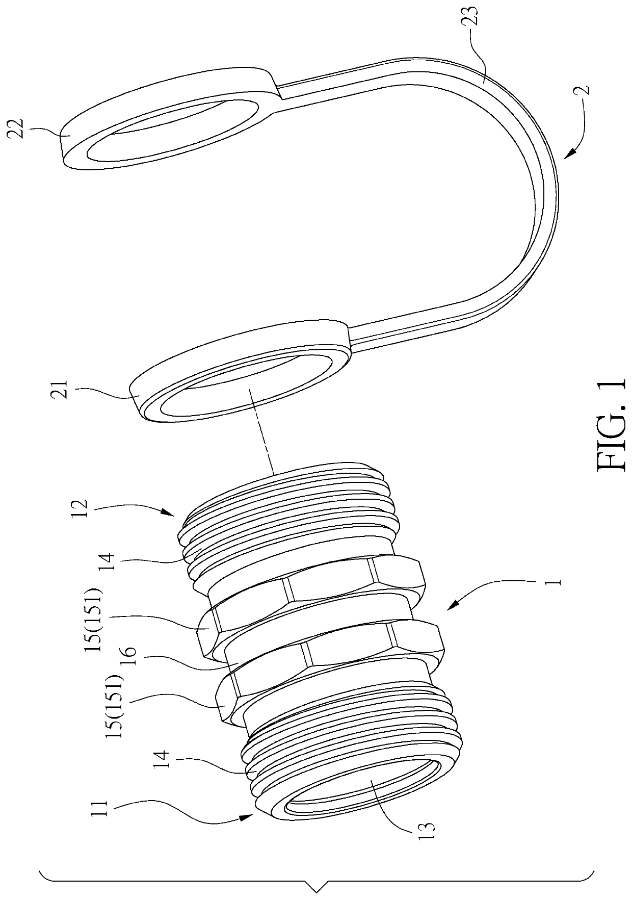 Adapter with two male threads