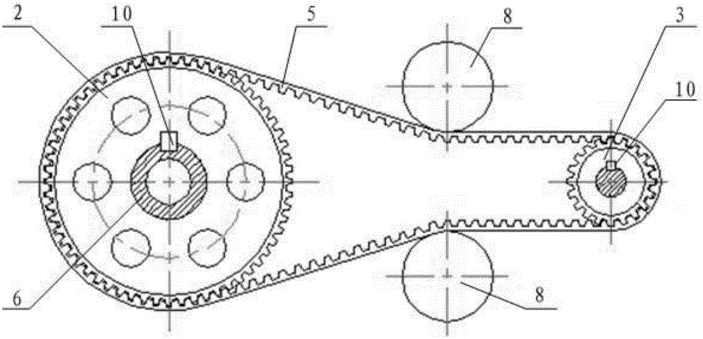 Geotechnical centrifuge driven by synchronous belt transmission device