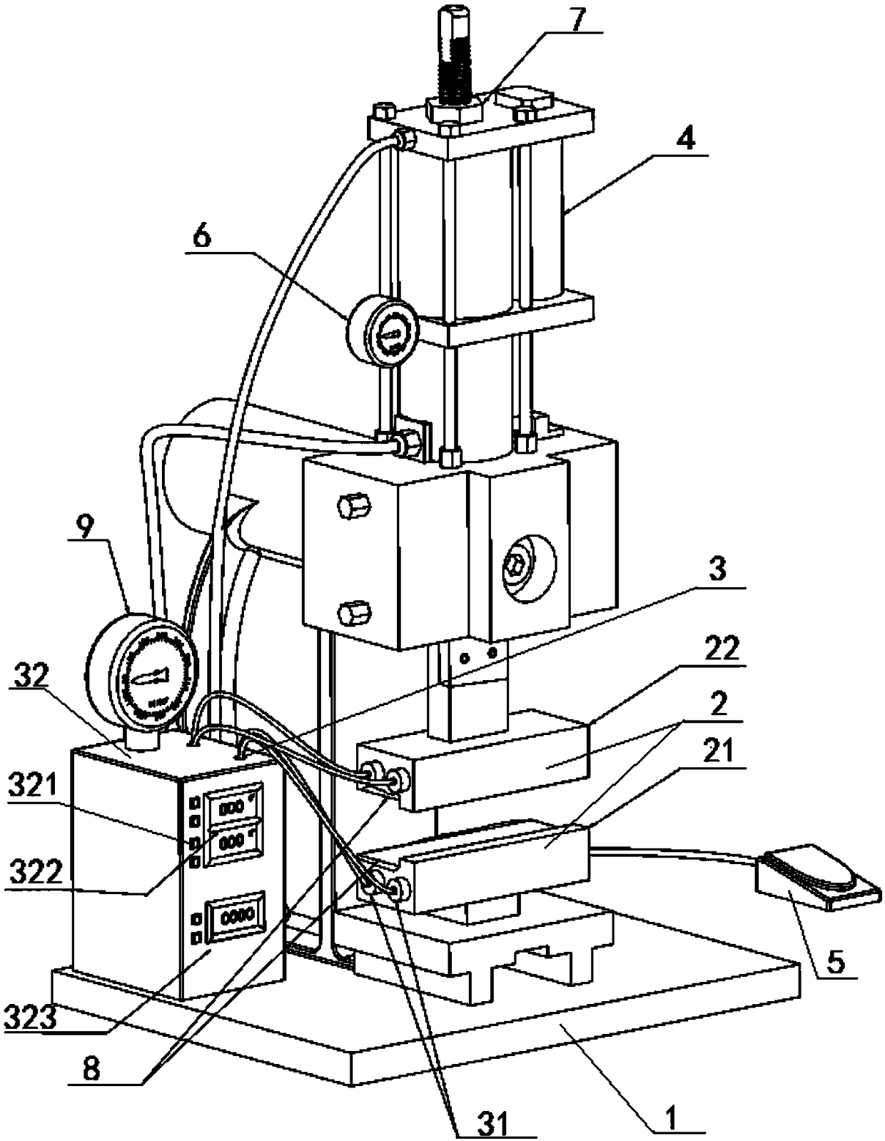 Cosmetic brush metal opening pipe pressing machine