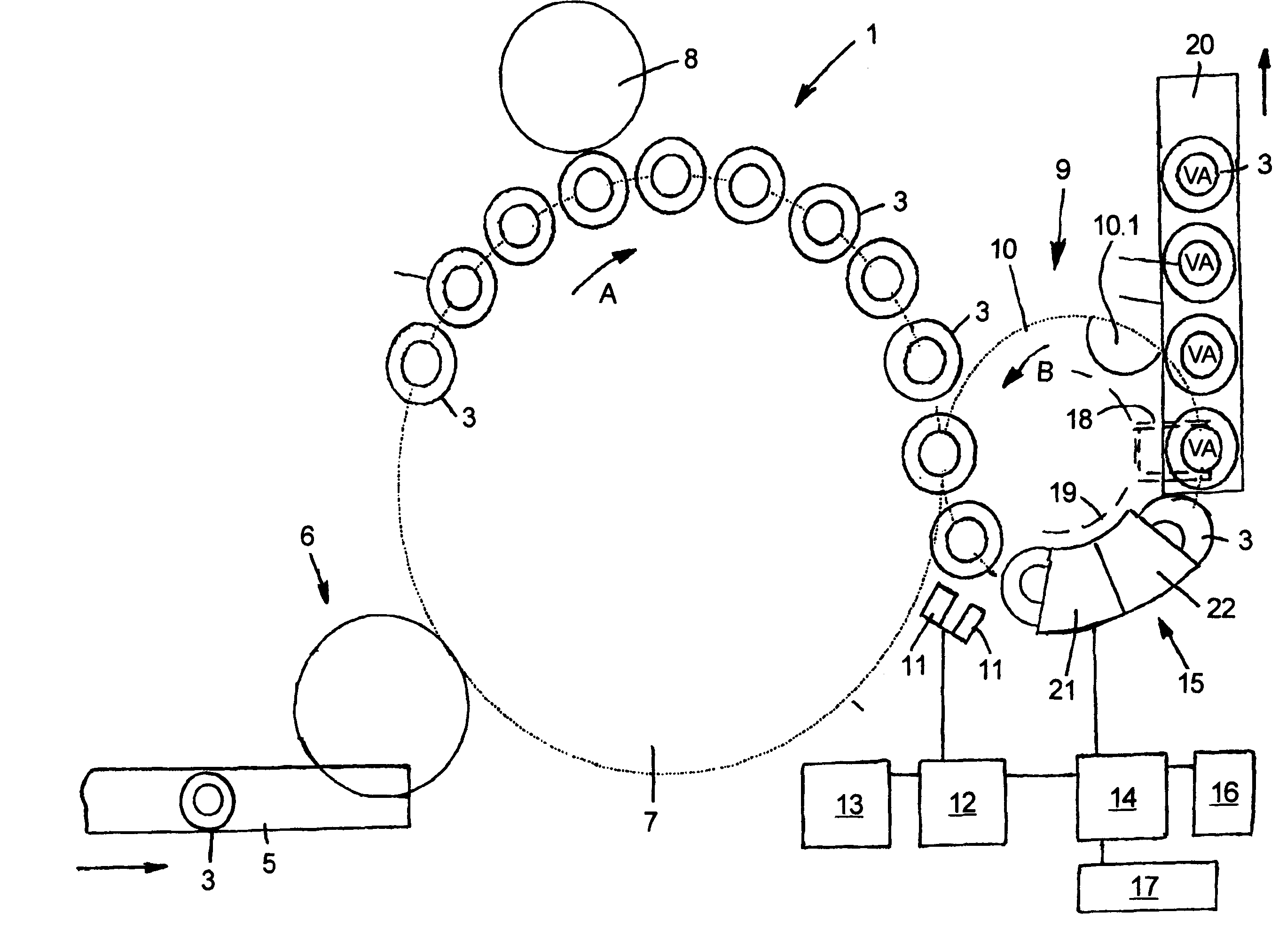 Method and device for labeling containers