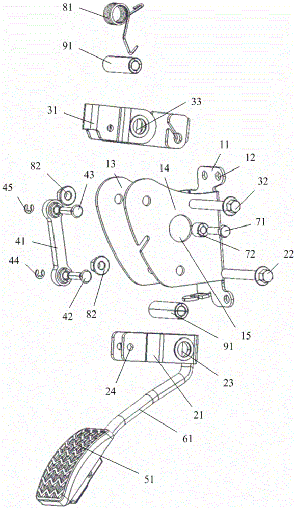 A gas pedal structure