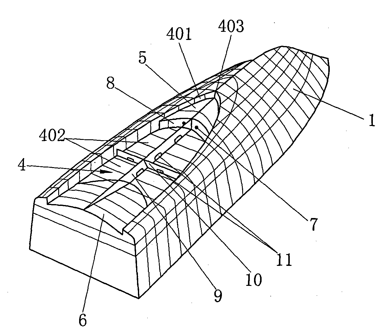 High-speed rounded bilge type boat utilizing air cavity to reduce resistance