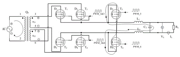 Novel AC-AC power conversion topology principle structure and control method thereof