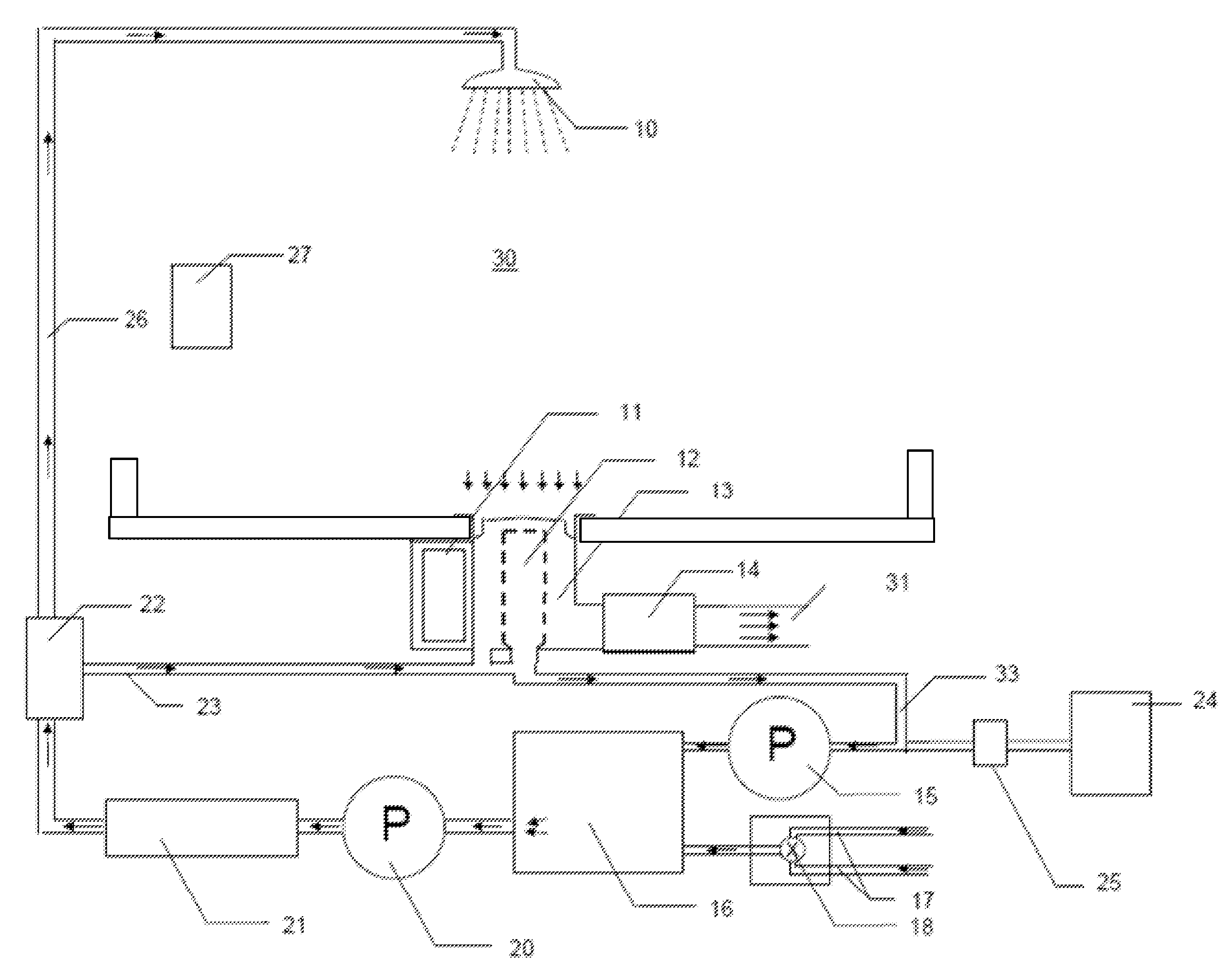 Domestic water recycling apparatus and fluid contamination detection system therefor