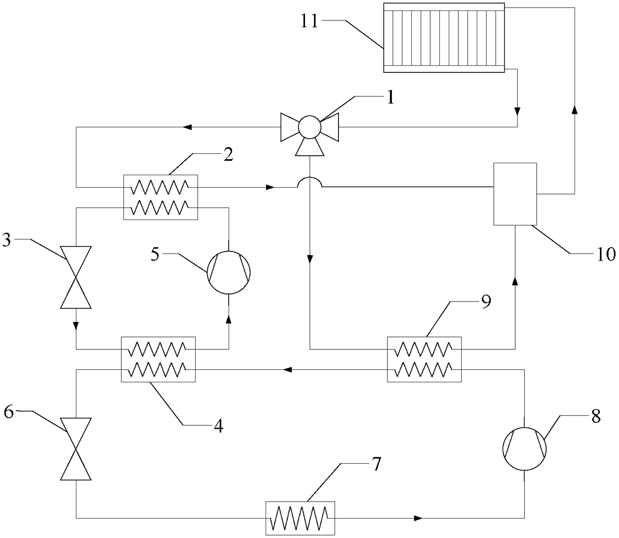 Mechanical auxiliary overcooling CO2 cross-critical heat pump heating system