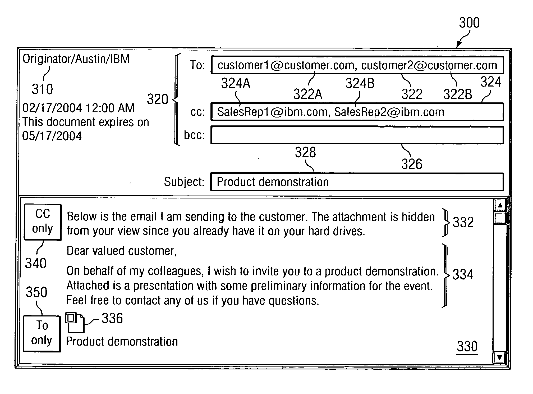 System and method for sectional e-mail transmission