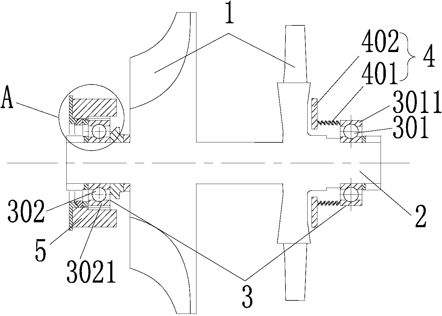 Gas turbine rotor supporting mechanism and gas turbine with same