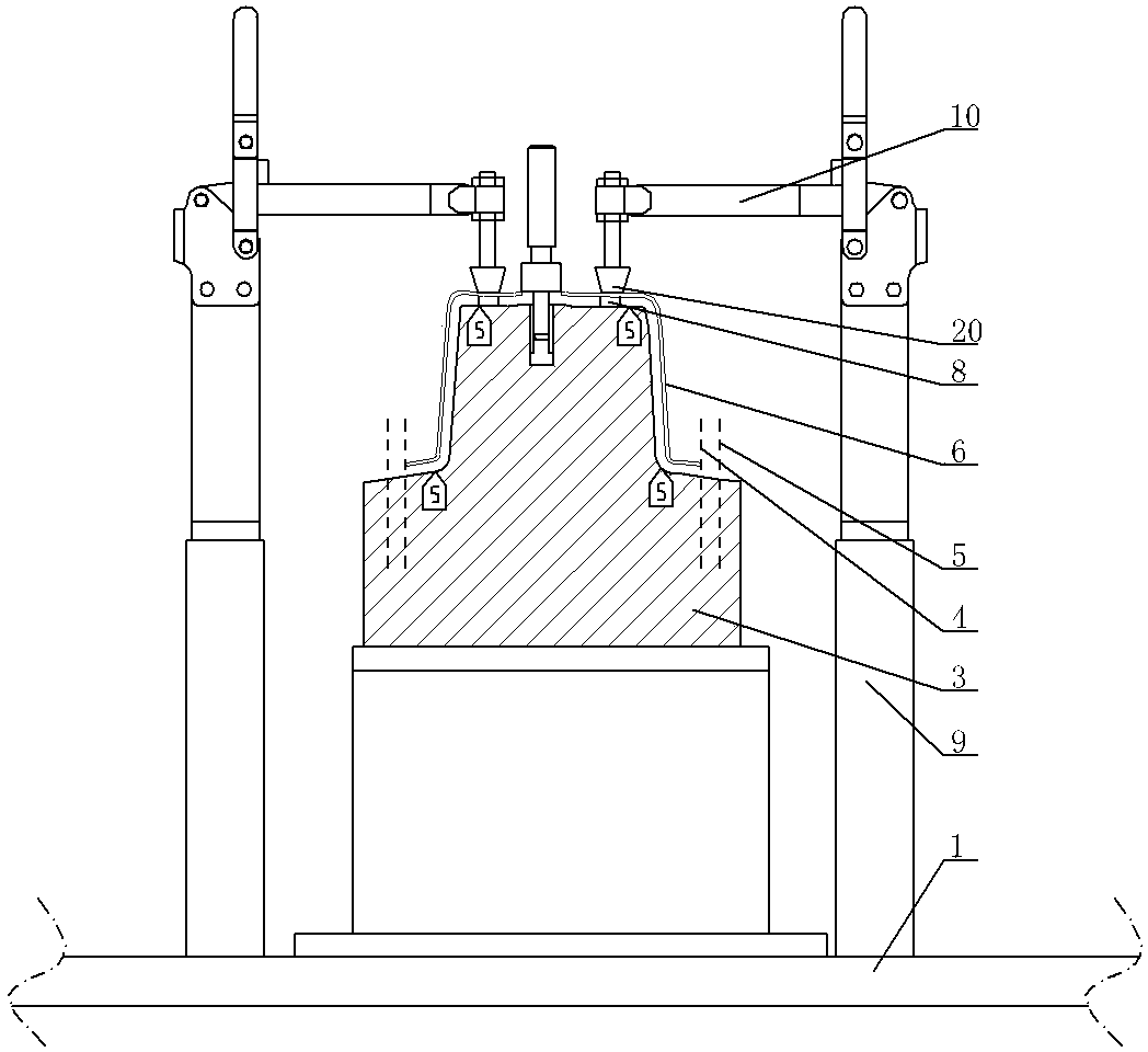 Fixture structure of inner plate of automobile left longitudinal beam