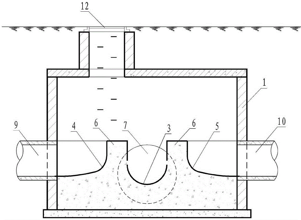 Drainage four-way inspection well to prevent water flow hedging