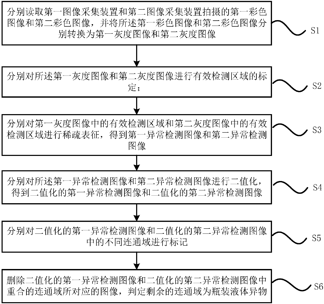 Bottled liquid foreign matter detection method and system