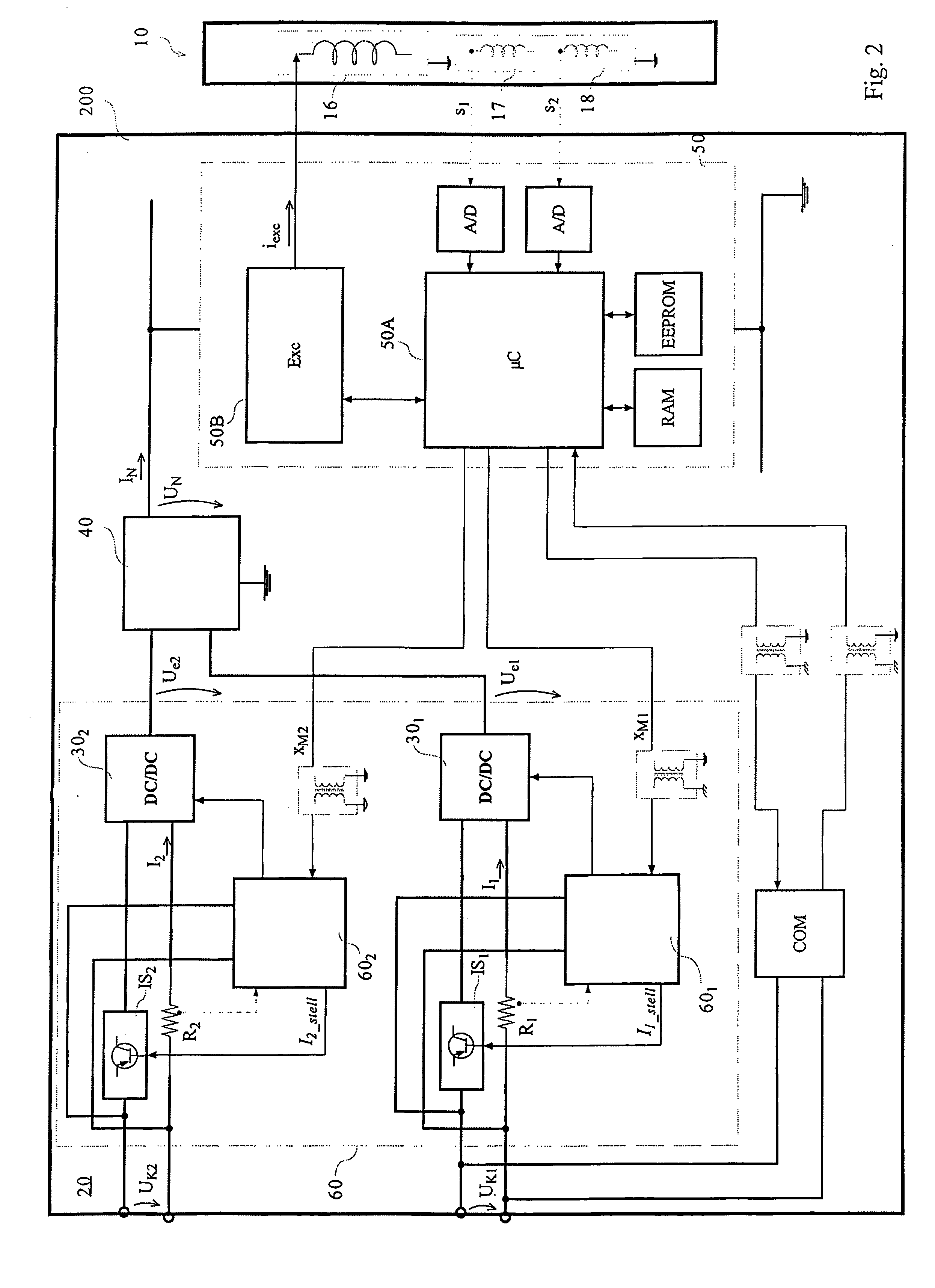 Measuring arrangement for registering chemical and/or physical, measured variables, as well as measuring device therefor