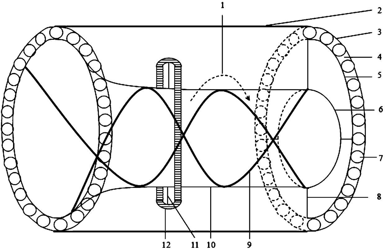 No-clogging pump with wall-attached rotating spiral impellers