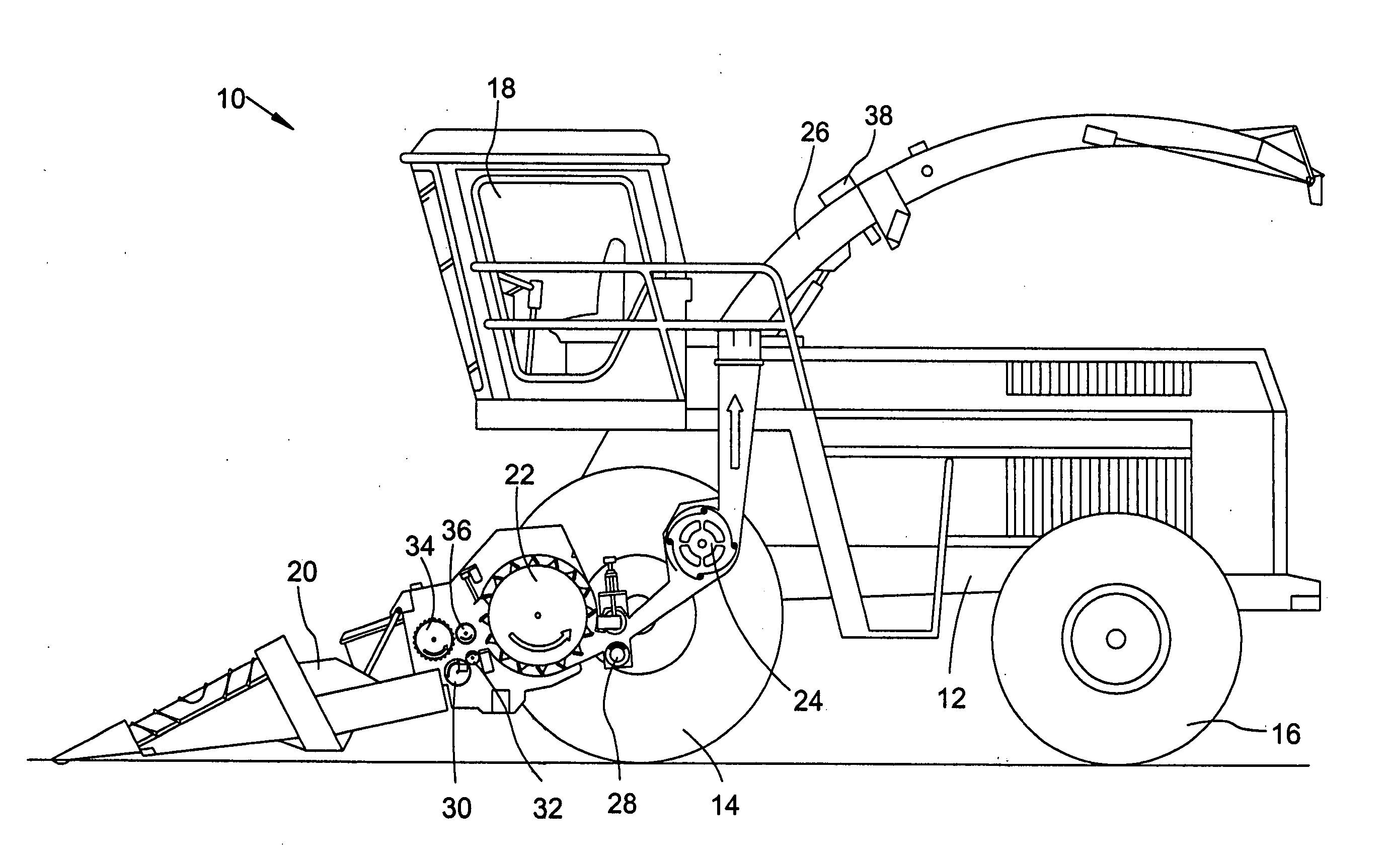 Harvesting machine with an adjustable chopping means