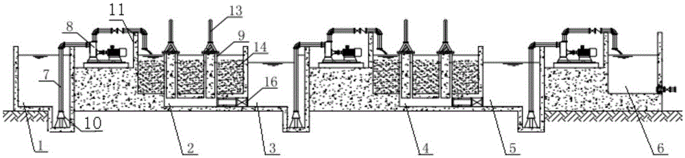 A two-stage desert sand filter and its wastewater treatment method