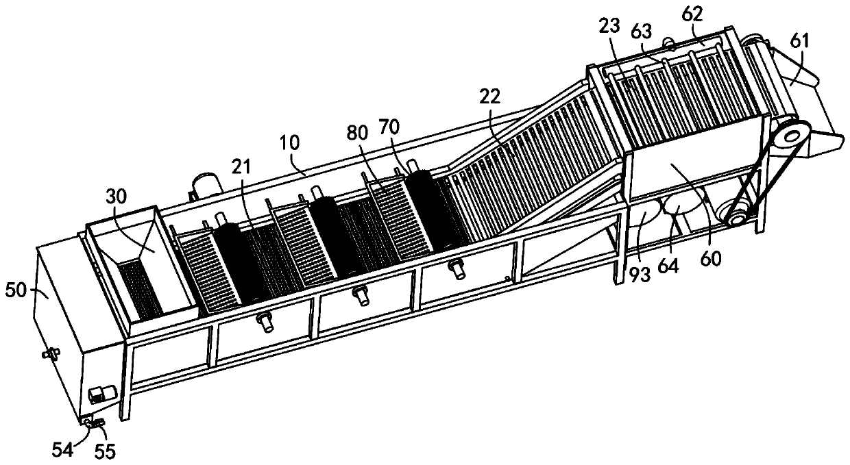 Cleaning device for removing sand and soil in dehydrated vegetable raw material without machine halt