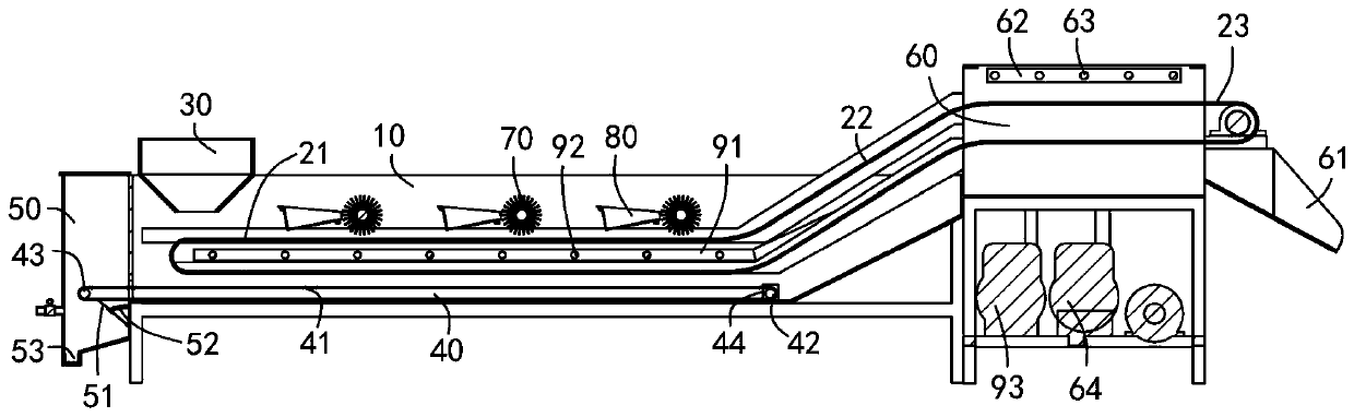 Cleaning device for removing sand and soil in dehydrated vegetable raw material without machine halt