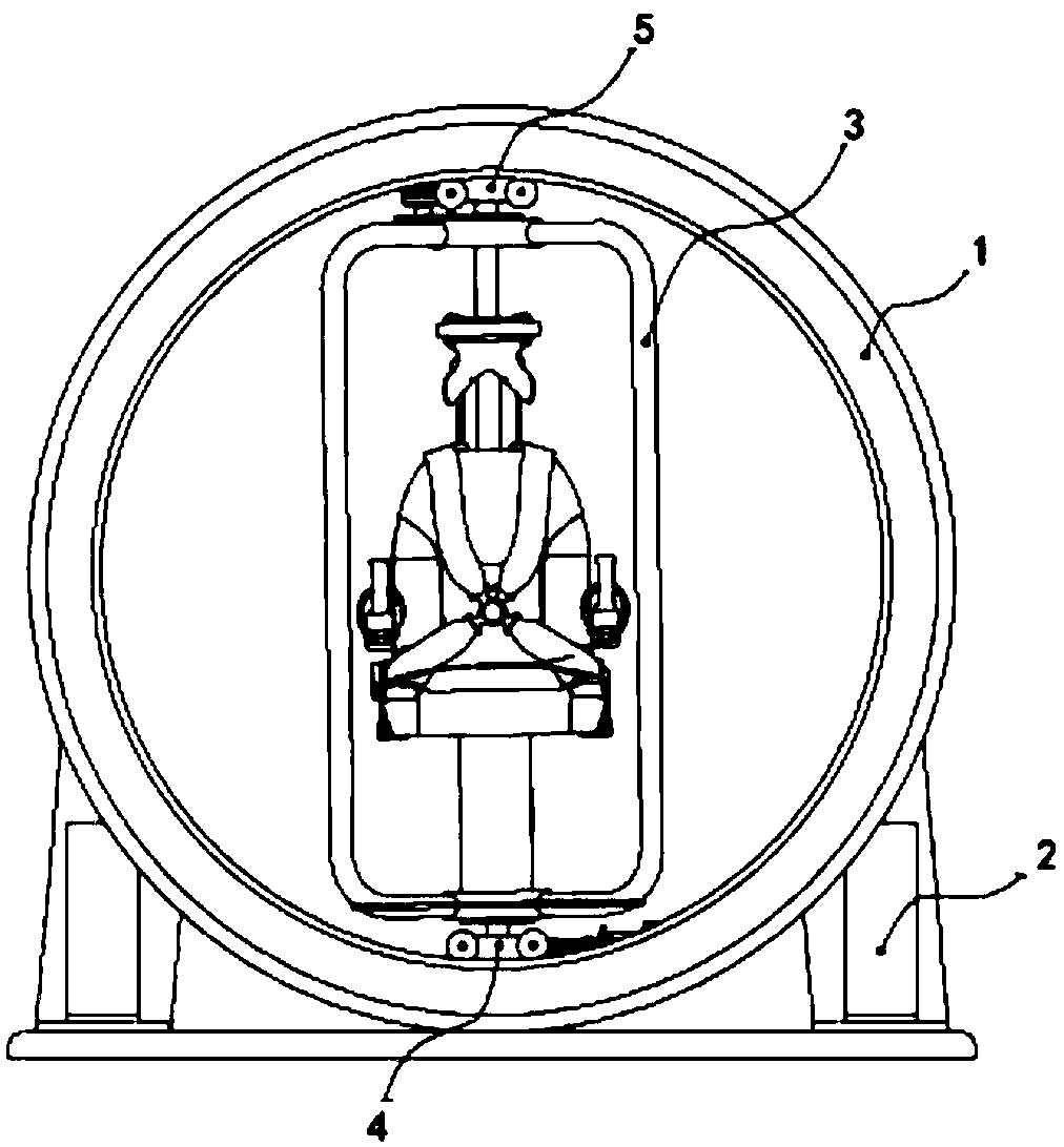 Self rotation wheel group of double-rail dizziness treatment rotating chair