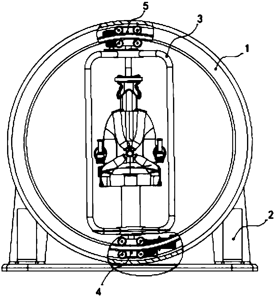 Self rotation wheel group of double-rail dizziness treatment rotating chair