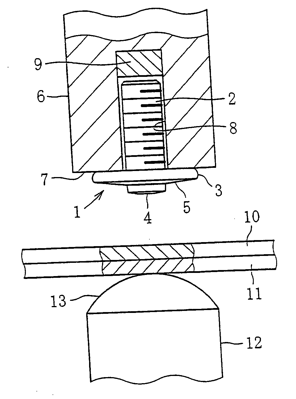 Method of welding shaft-like part on plurally piled steel plates