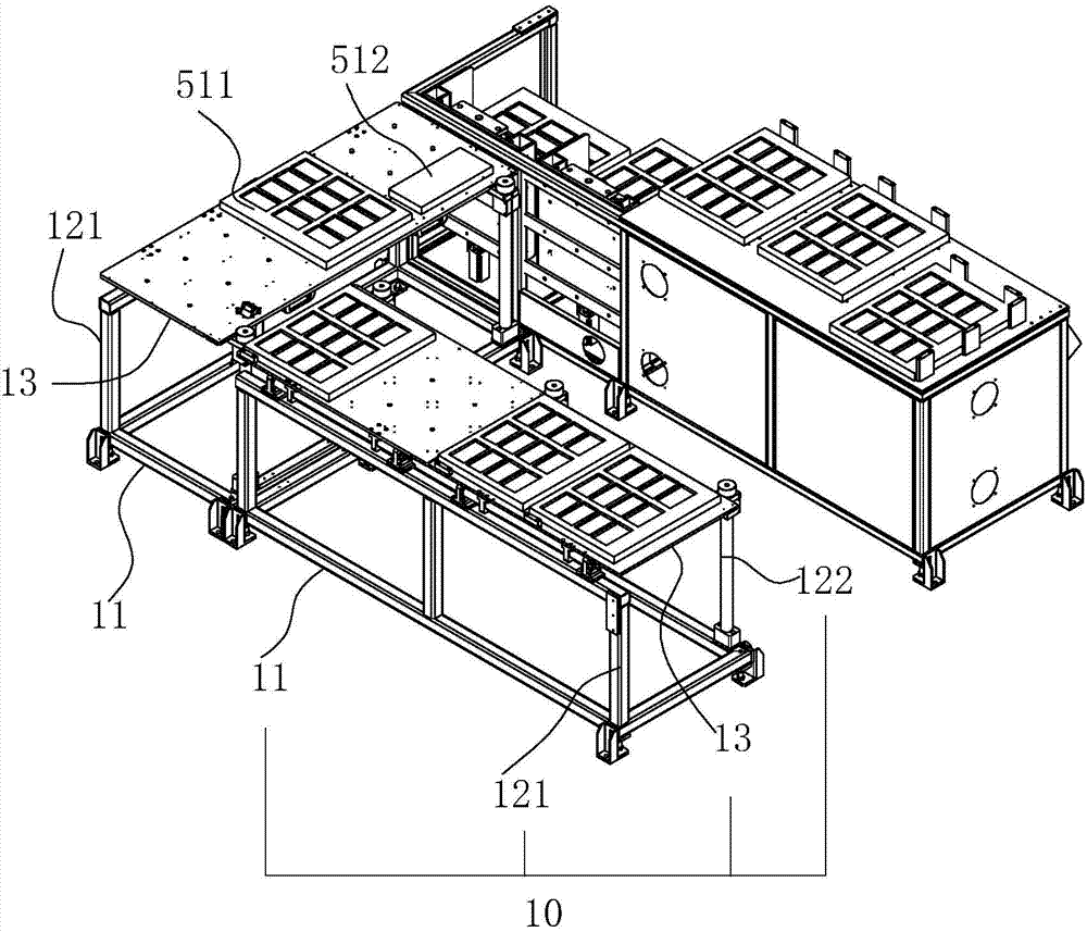 Turnover platform plate and robot feeding and discharging system for PCBA (Printed Circuit Board Assembly) test