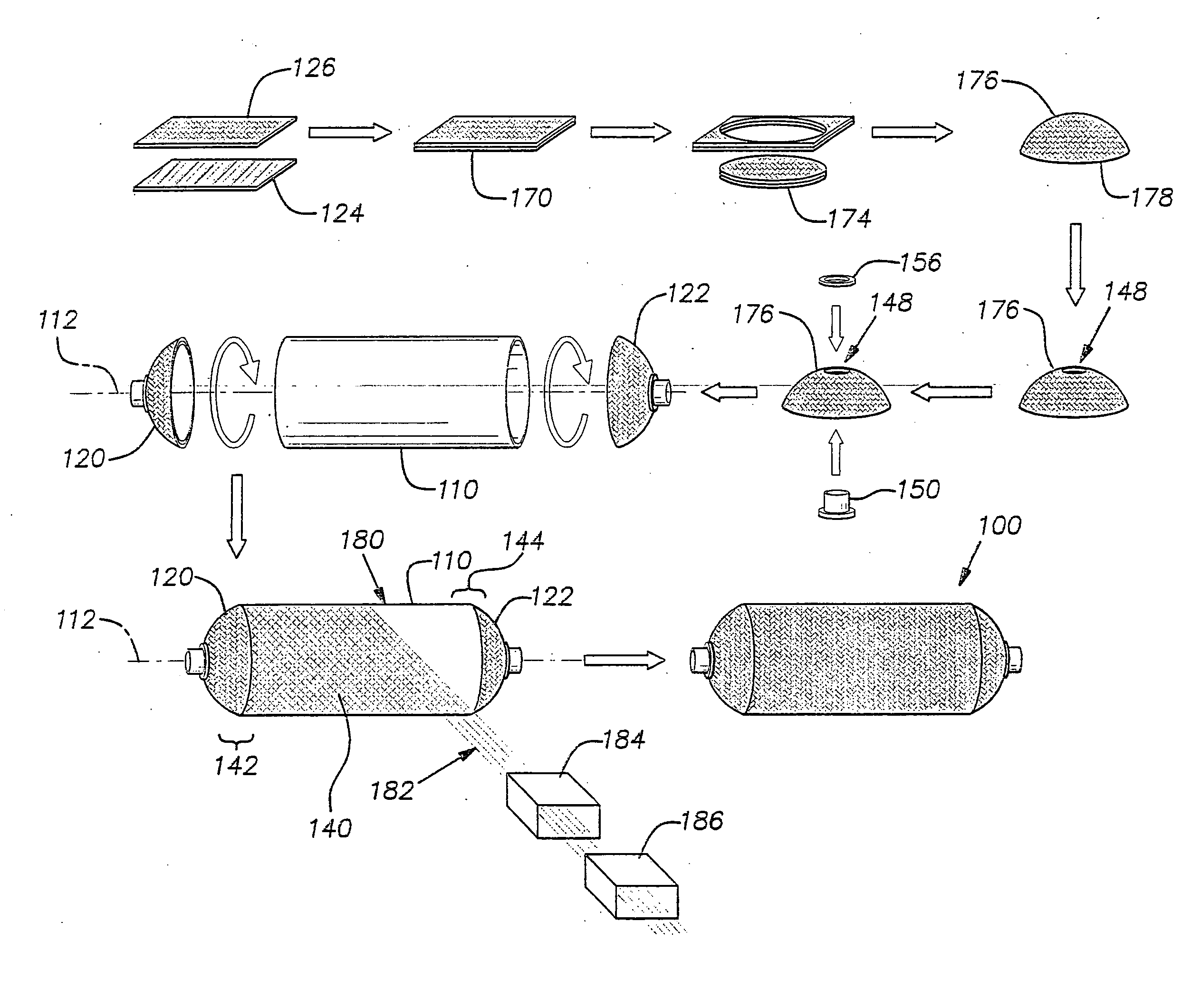 Composite pressure vessel assembly and method