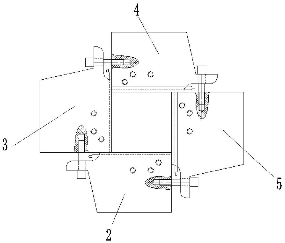 A fixture and assembly method for unloading a two-rigid and one-soft true triaxial testing machine