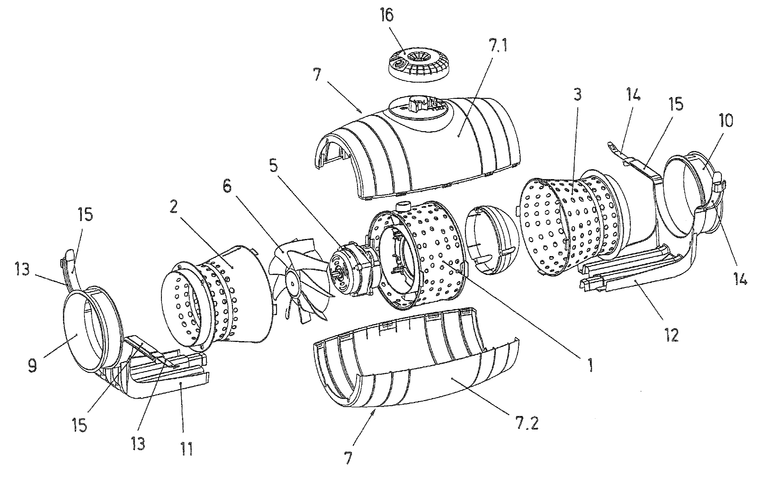 Sound-proofed helicocentrifugal fan