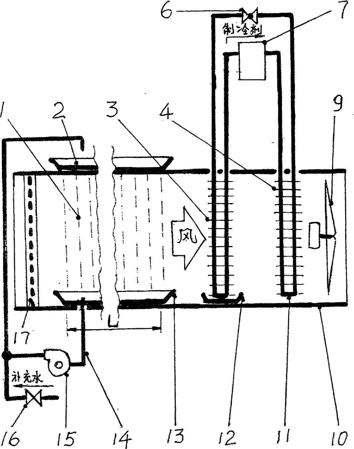 Air purifier mainly using water aided by refrigeration system