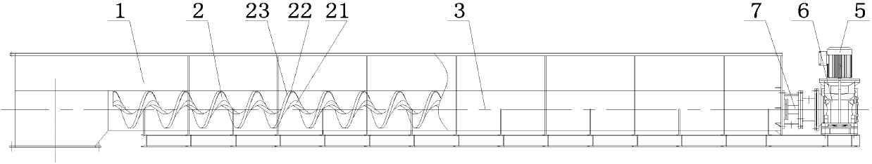 Tri-pipe shaftless spiral garbage feeder