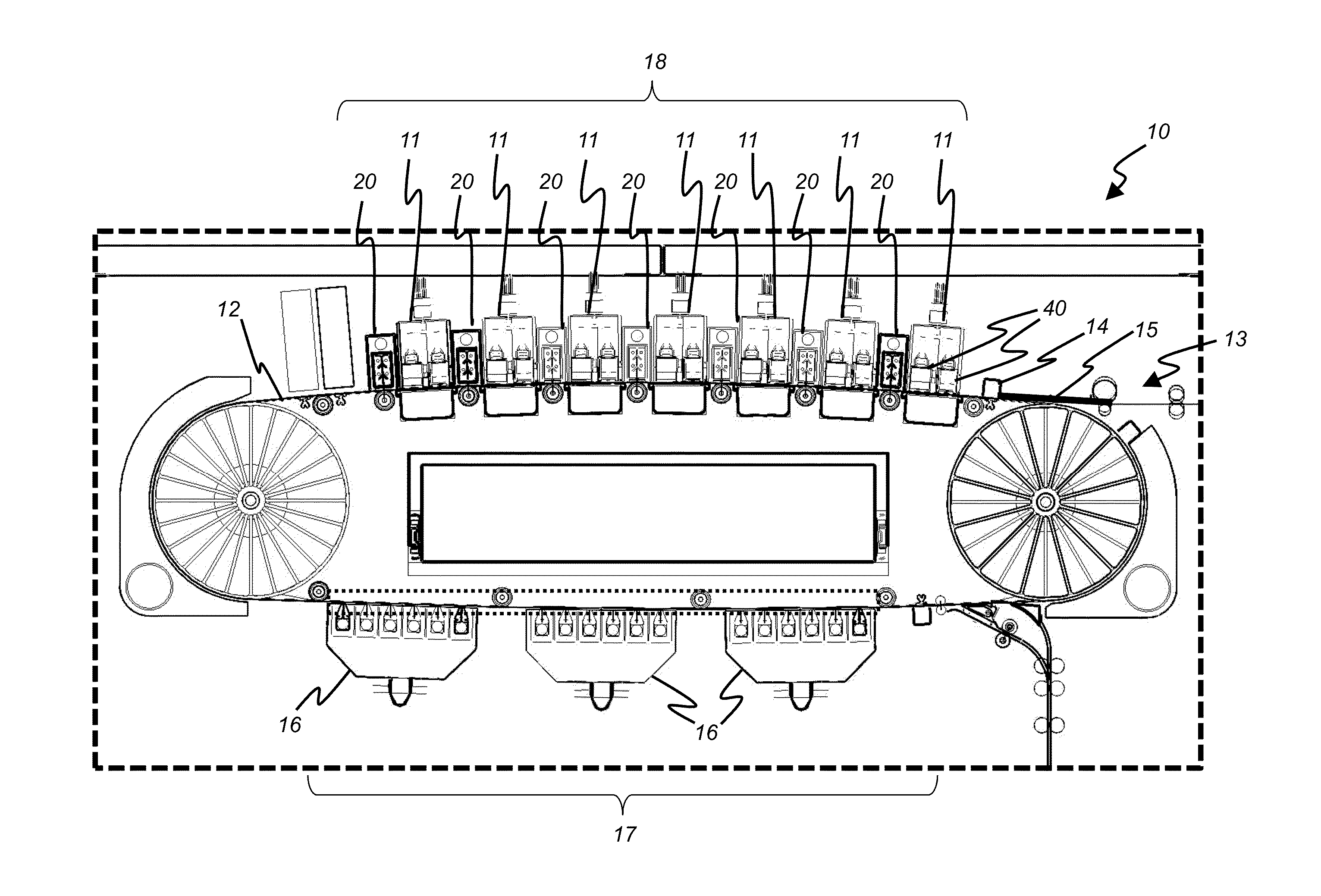 Acoustic drying system with interspersed exhaust channels