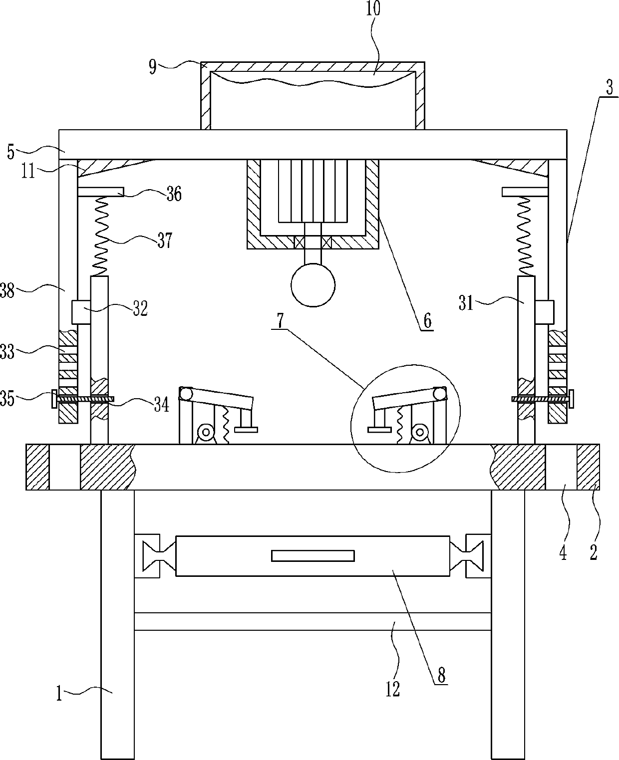 A steel back shot blasting equipment for brake pad production