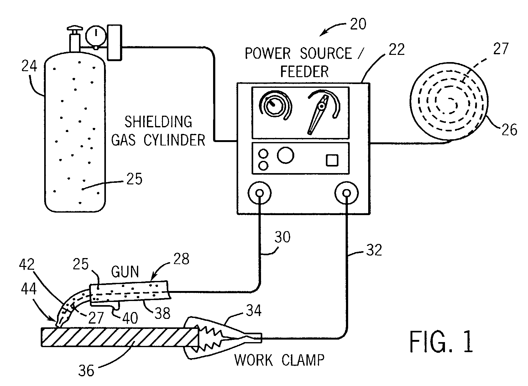 Welding gun having contact tip and method of operating same