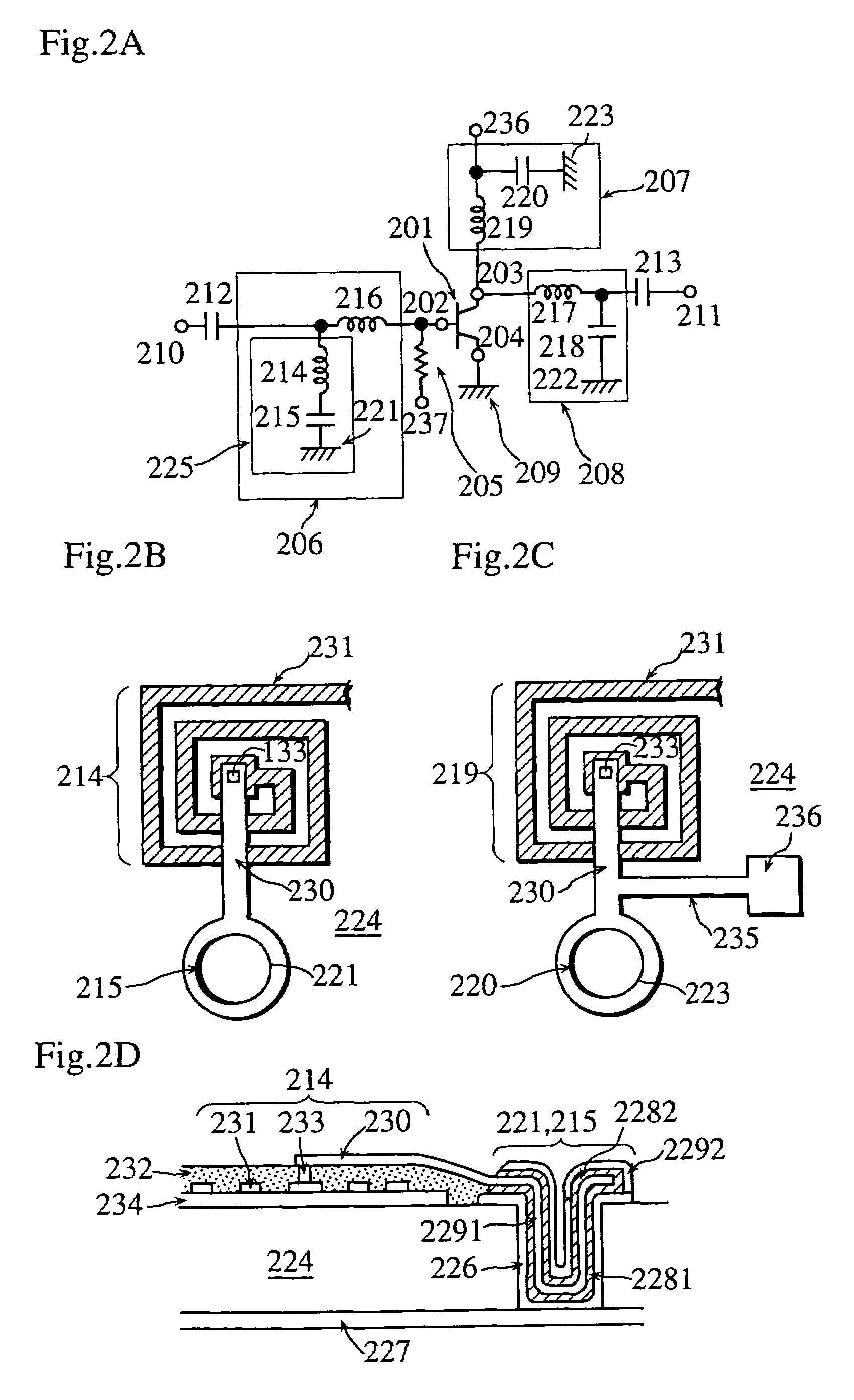 RF passive circuit and RF amplifier with via-holes