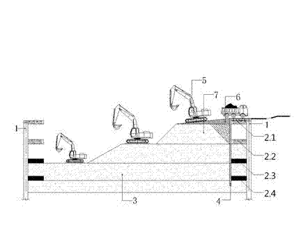 Deep foundation pit open cutting construction method