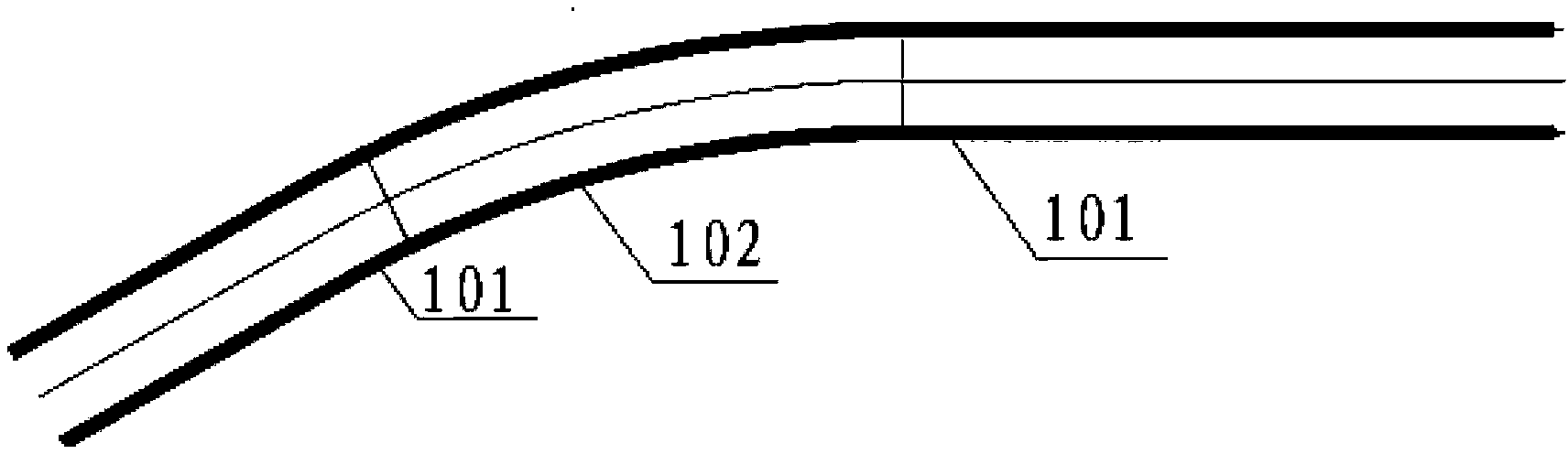 Heavy equipment transport system containing curved rail transport