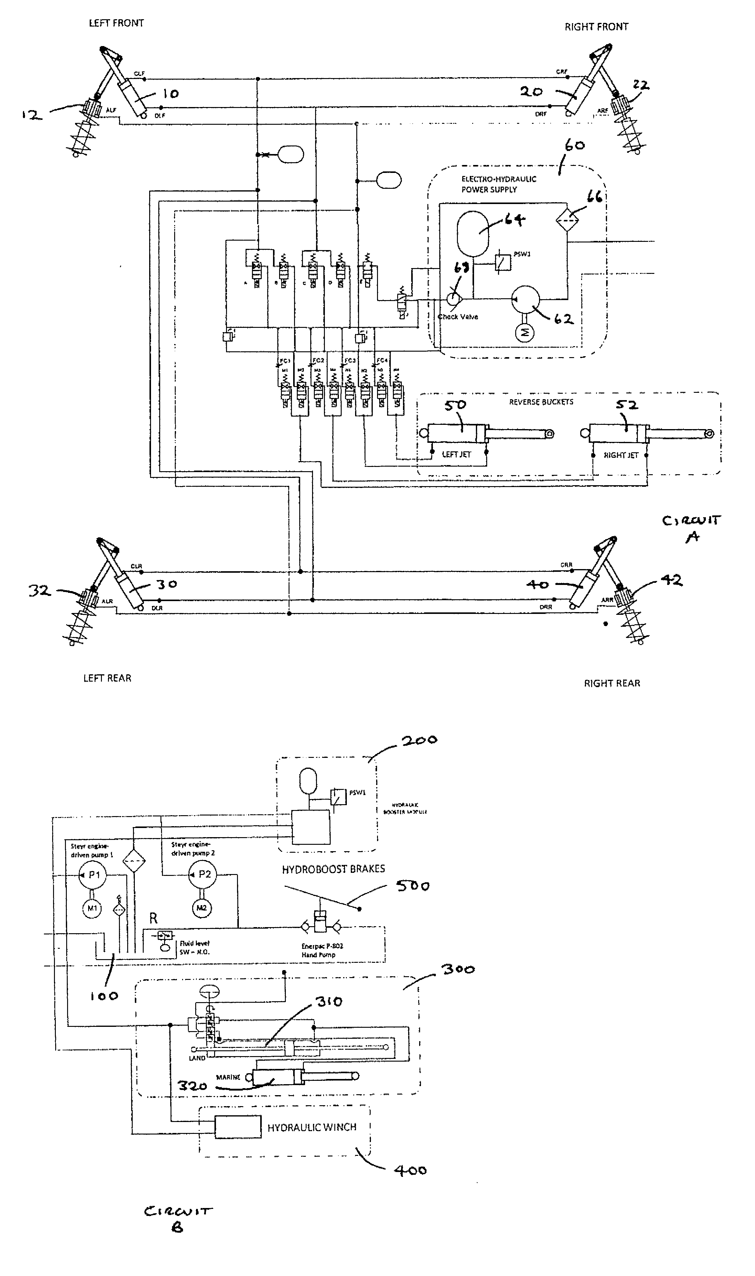 Hydraulic system for an amphibian