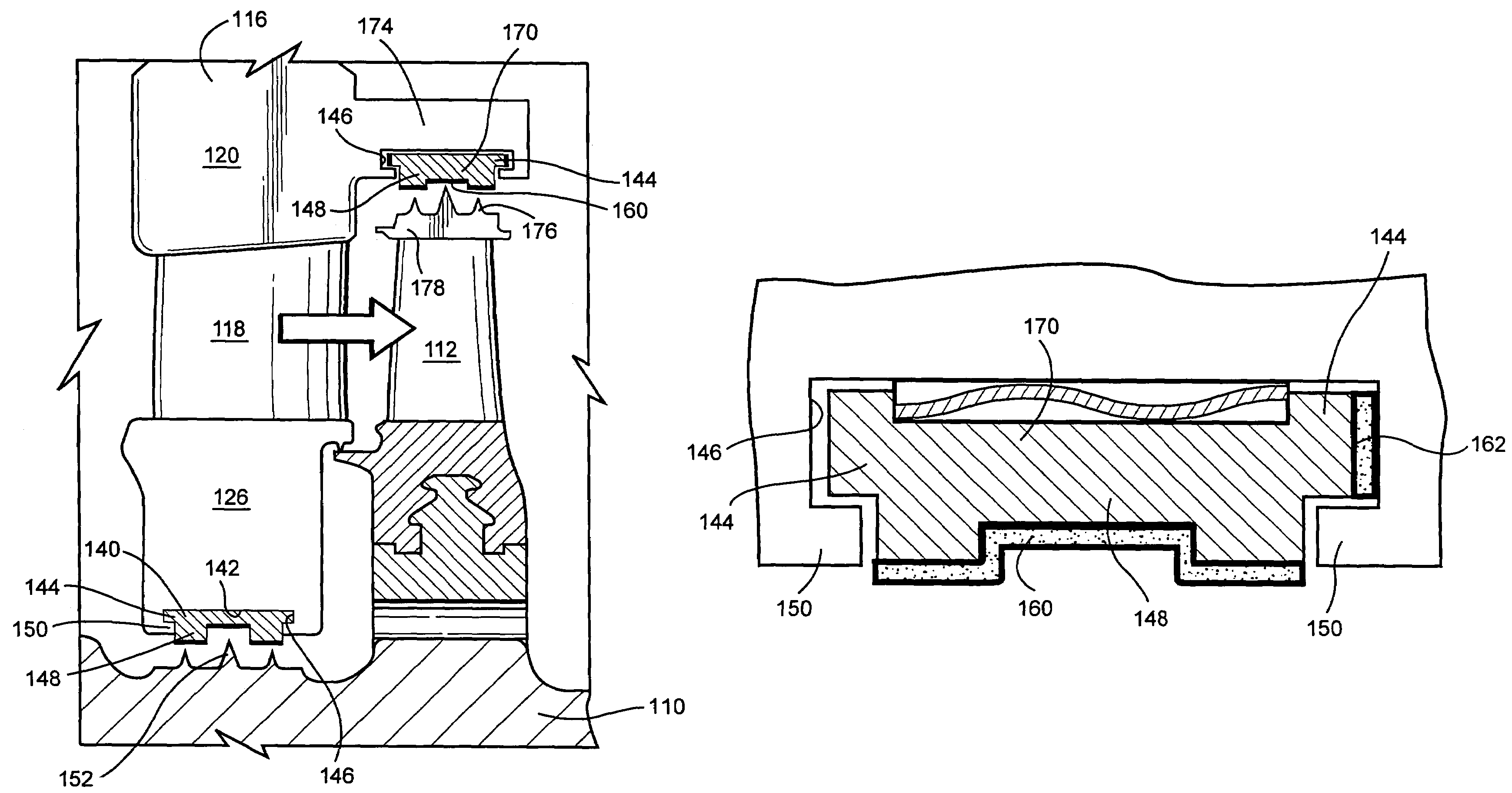 Removable abradable seal carriers for sealing between rotary and stationary turbine components