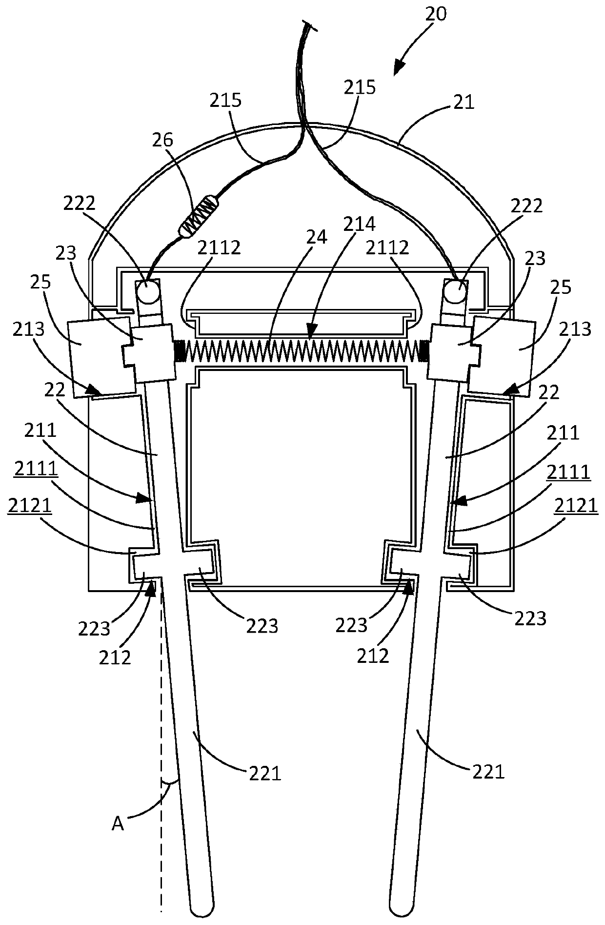 Self-tightening two-pin plug