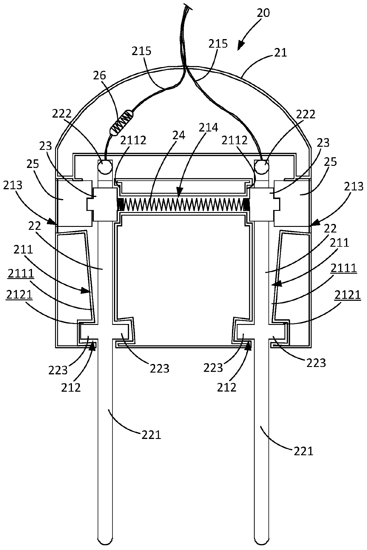 Self-tightening two-pin plug