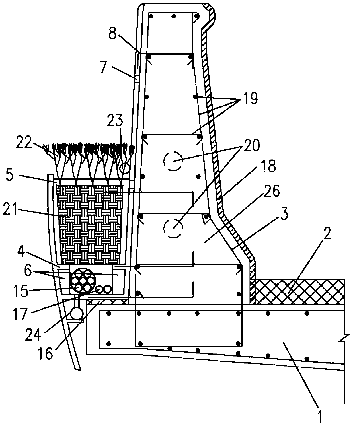 Rapid construction method for bridge guardrail with flower bed and prefabricated externally-hung flower bed