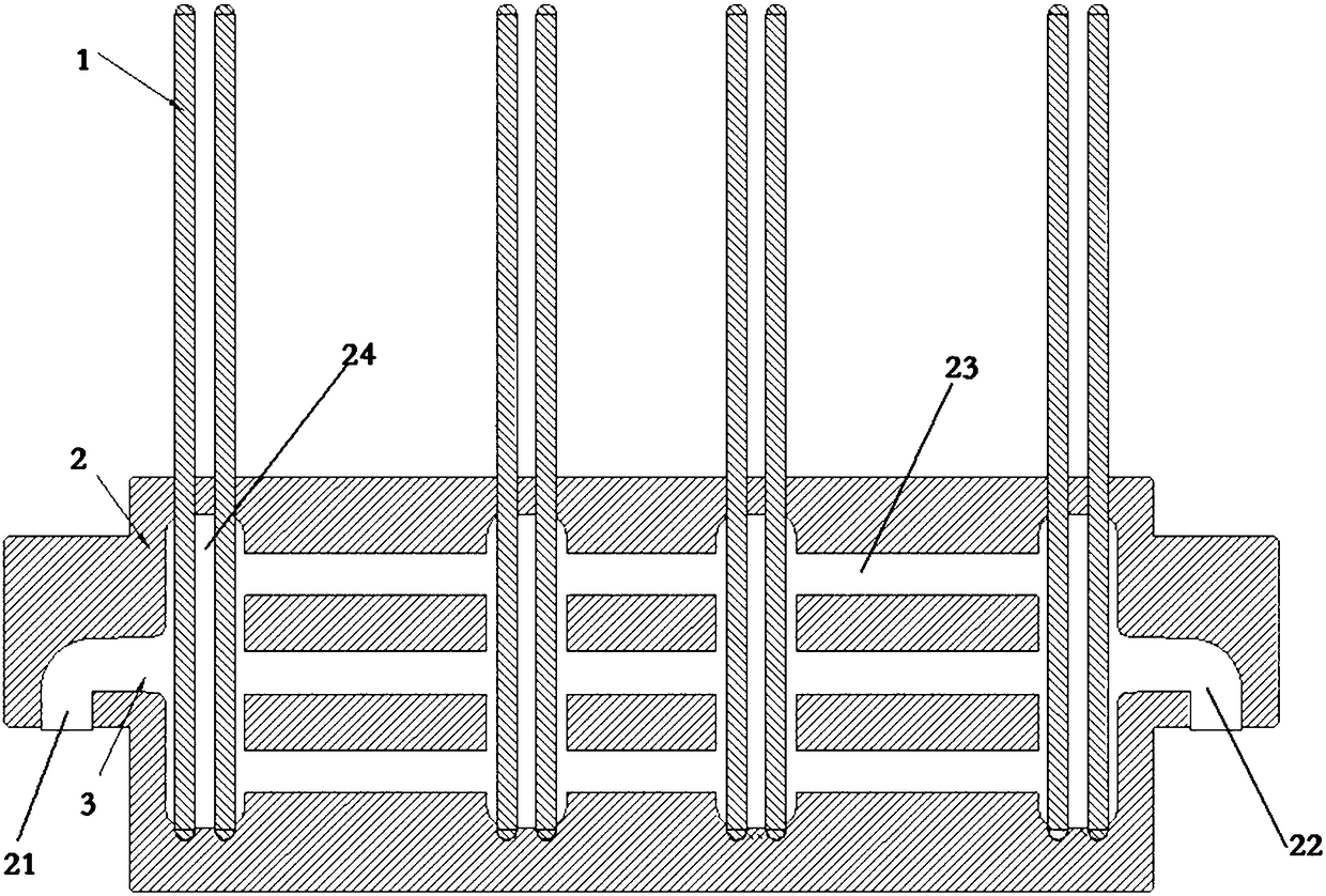 Cooling device for automobile connector injection mold