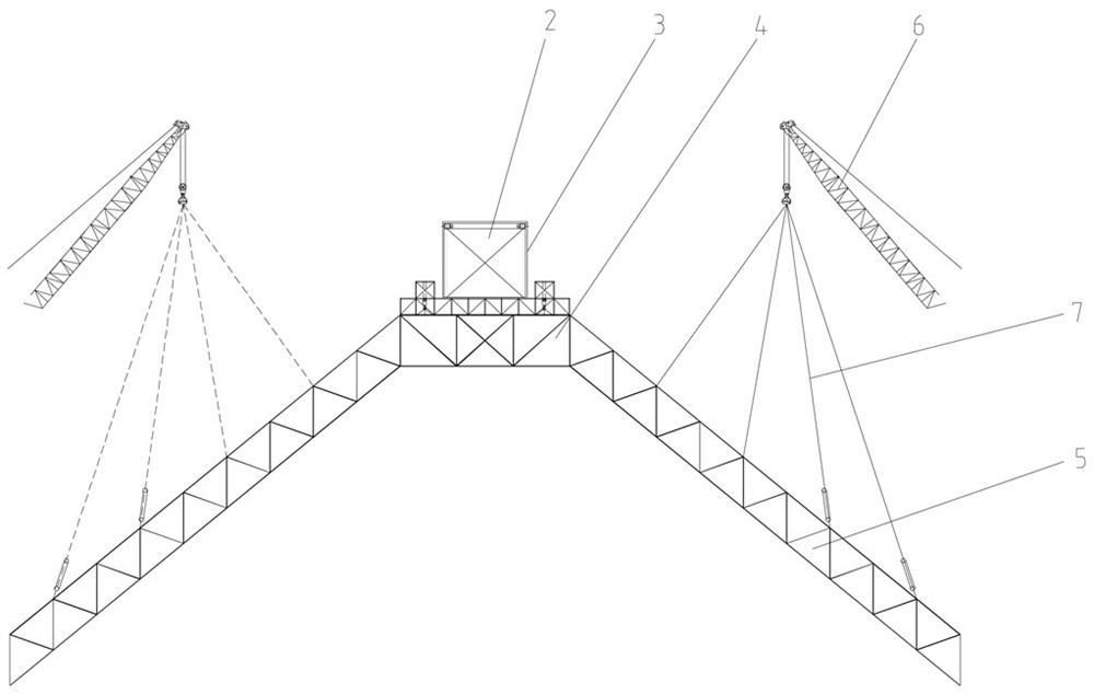 Construction method of large-span splayed truss structure stock yard