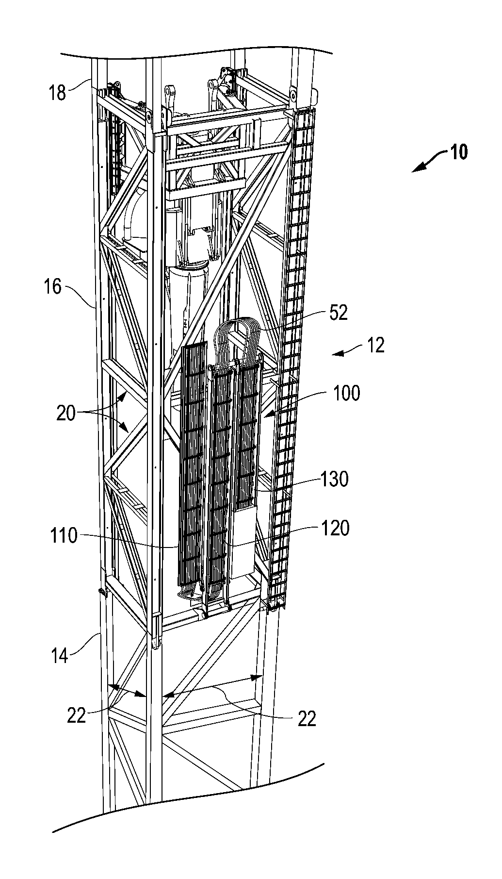 Retractable cable tray for vertical structures